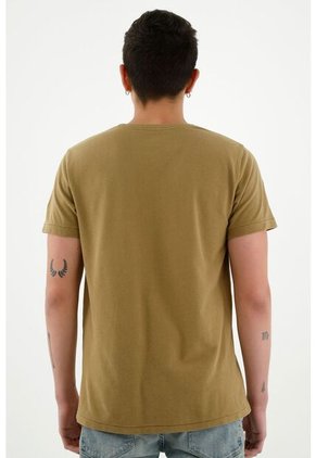Camiseta Café Manga Corta Para Hombre