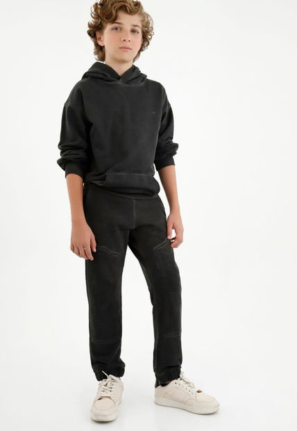 Buzo Tipo Hoodie Negro Para Niño