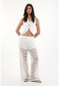 Tennis Pantalón Wide Leg En Tejido Abierto Crudo Para Mujer de Tennis