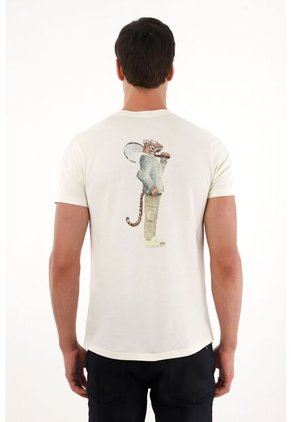 Tennis Camiseta Con Cuello Redondo Estampada Crudo Para Hombre