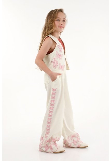Pantalón Con Estampado De Mariposas Para Niña