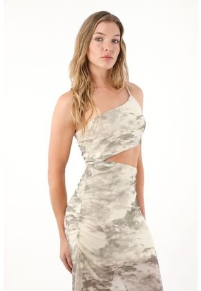 Tennis Vestido Largo En Malla Estampada Con Brillos Para Mujer