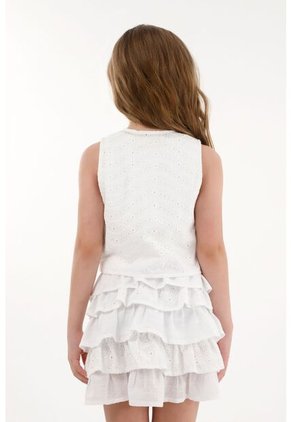 Chaleco En Ojalillo Blanco Para Niña