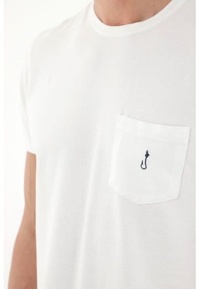 Tennis Camiseta Con Bolsillo Delantero Blanca Para Hombre