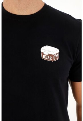 Tennis Camiseta Negra Regular Fit Estampada Para Hombre