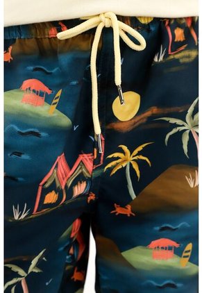 Pantaloneta De Baño Azul Con Estampado De La Selva Para Niño