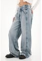Tennis Jean Wide Leg De Tiro Alto Azul Para Mujer de Tennis