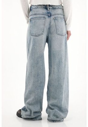 Tennis Jean Wide Leg De Tiro Alto Azul Para Mujer