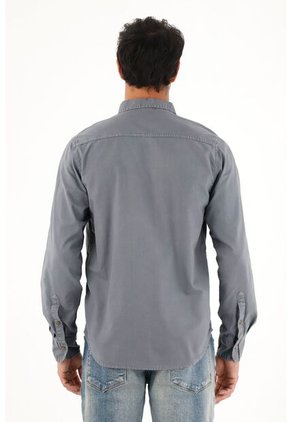 Tennis Camisa Oxford Manga Larga Azul Para Hombre