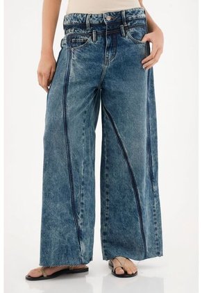 Tennis Jean Wide Leg Multibolsillos Azul Para Mujer