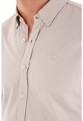 Tennis Camisa De Silueta Clásica Con Raqueta Bordada Gris Para Hombre