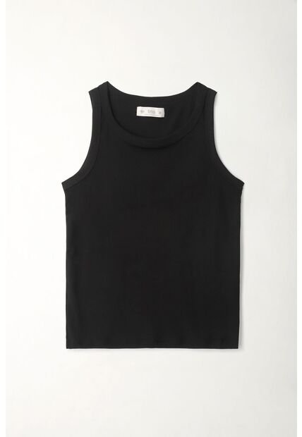 Tennis Camiseta Negra Manga Sisa Para Mujer