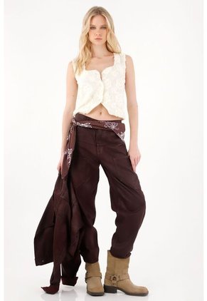 Tennis Chaleco Con Detalle Bordado Sobrepuesto Crudo Para Mujer