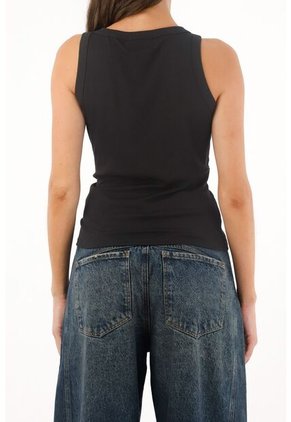 Tennis Camiseta Negra Manga Sisa Para Mujer