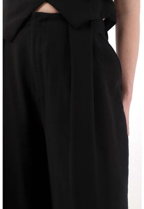 Tennis Pantalón Wide Leg Con Tablas Negro Para Mujer