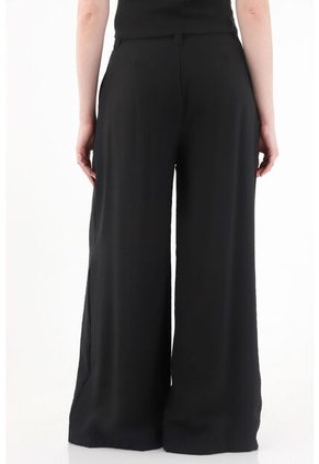 Tennis Pantalón Wide Leg Con Tablas Negro Para Mujer