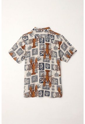 Tennis Camisa Tipo Bowling Con Estampado De Langostas Para Hombre