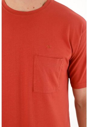 Tennis Camiseta Con Bolsillo De Parche Naranja Para Hombre