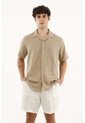 Camisa Café Tipo Bowling Manga Corta Para Hombre de Tennis