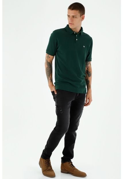 Camiseta Tipo Polo De Hombre, Manga Corta, 100% Algodón, Color Verde Oscuro  - Compra Ahora | Dafiti Colombia