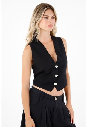 Tennis Chaleco Tipo Sastre Negro Para Mujer