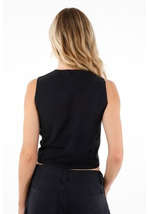 Tennis Chaleco Tipo Sastre Negro Para Mujer