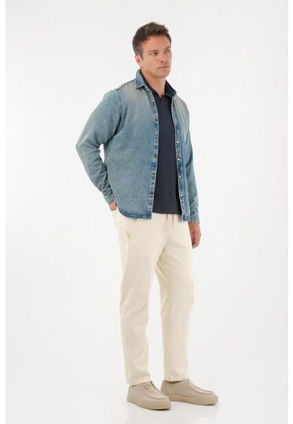 Tennis Pantalón Recto En Corduroy Crudo Para Hombre