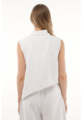 Tennis Chaleco Asimétrico Con Solapa Blanco Para Mujer