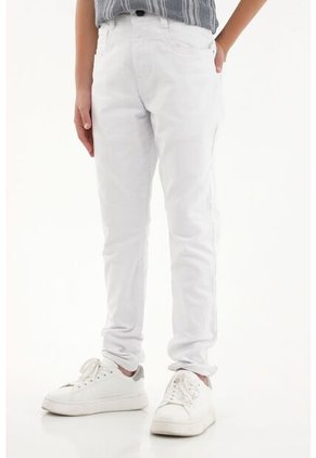 Jean Slim Blanco De Tiro Medio Para Niño