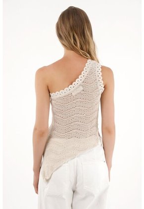 Tennis Camiseta Crudo Con Apariencia Tejida Para Mujer