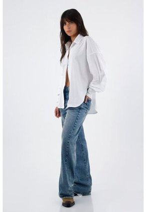 Tennis Camisa Para Mujer En Algodón Blanco Oversize Con Manga Larga