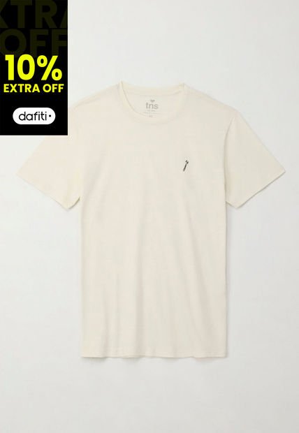 Camiseta Básica Con Mini Print Crudo Para Hombre