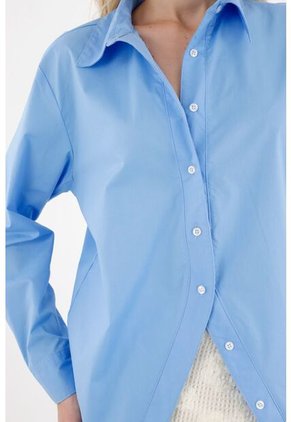 Tennis Camisa Manga Larga Con Abertura En Perilla Azul Para Mujer