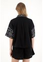 Tennis Camisa En Tela Bordada Negra Para Mujer de Tennis
