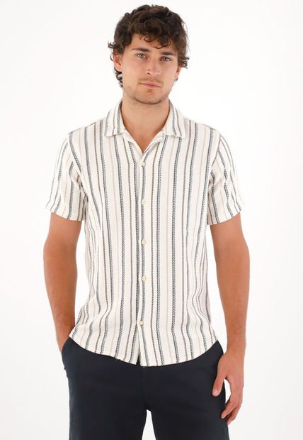 Camisa Manga Corta A Rayas Para Hombre
