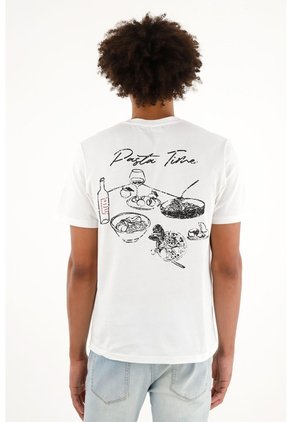 Tennis Camiseta Blanca Con Estampado En Espalda Para Hombre