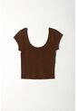 Tennis Camiseta En Rib Ajustada Café Para Mujer de Tennis