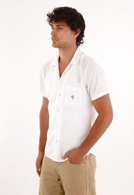 Camisa En 100% Lino Blanca Para Hombre