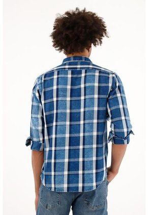 Tennis Camisa Azul Tipo Leñadora Para Hombre