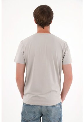 Tennis Camiseta Con Raqueta Estampada Gris Para Hombre