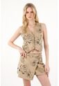 Tennis Chaleco Tipo Suede Floral Café Para Mujer de Tennis