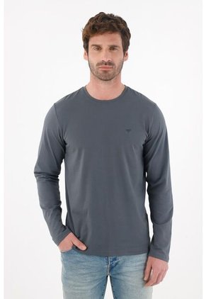 Tennis Camiseta Manga Larga Azul Para Hombre