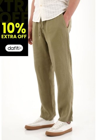 Tennis Pantalón Chino En 100% Lino Verde Para Hombre Tennis
