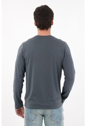 Tennis Camiseta Manga Larga Azul Para Hombre