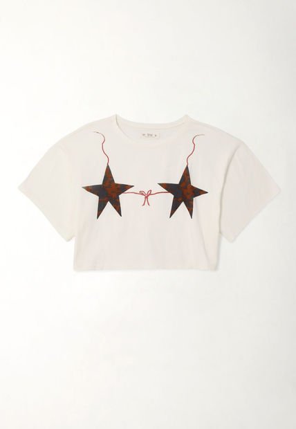Camiseta Boxy Fit Estampada Crudo Para Mujer