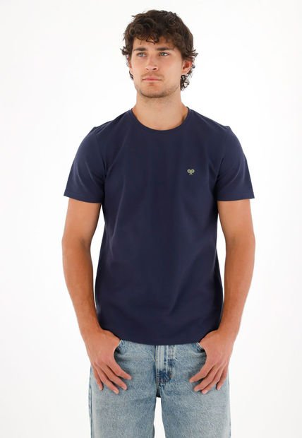 Camiseta En Tela Piqué Azul Para Hombre