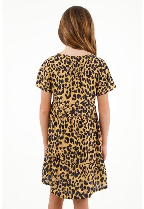Vestido Corto De Animal Print Para Niña