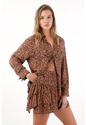 Tennis Camisa Con Estampado De Animal Print Para Mujer