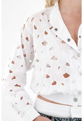 Tennis Abrigo Blanco De Tela Bordada Para Mujer