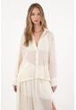 Tennis Camisa Manga Larga Con Transparencia Crudo Para Mujer de Tennis
